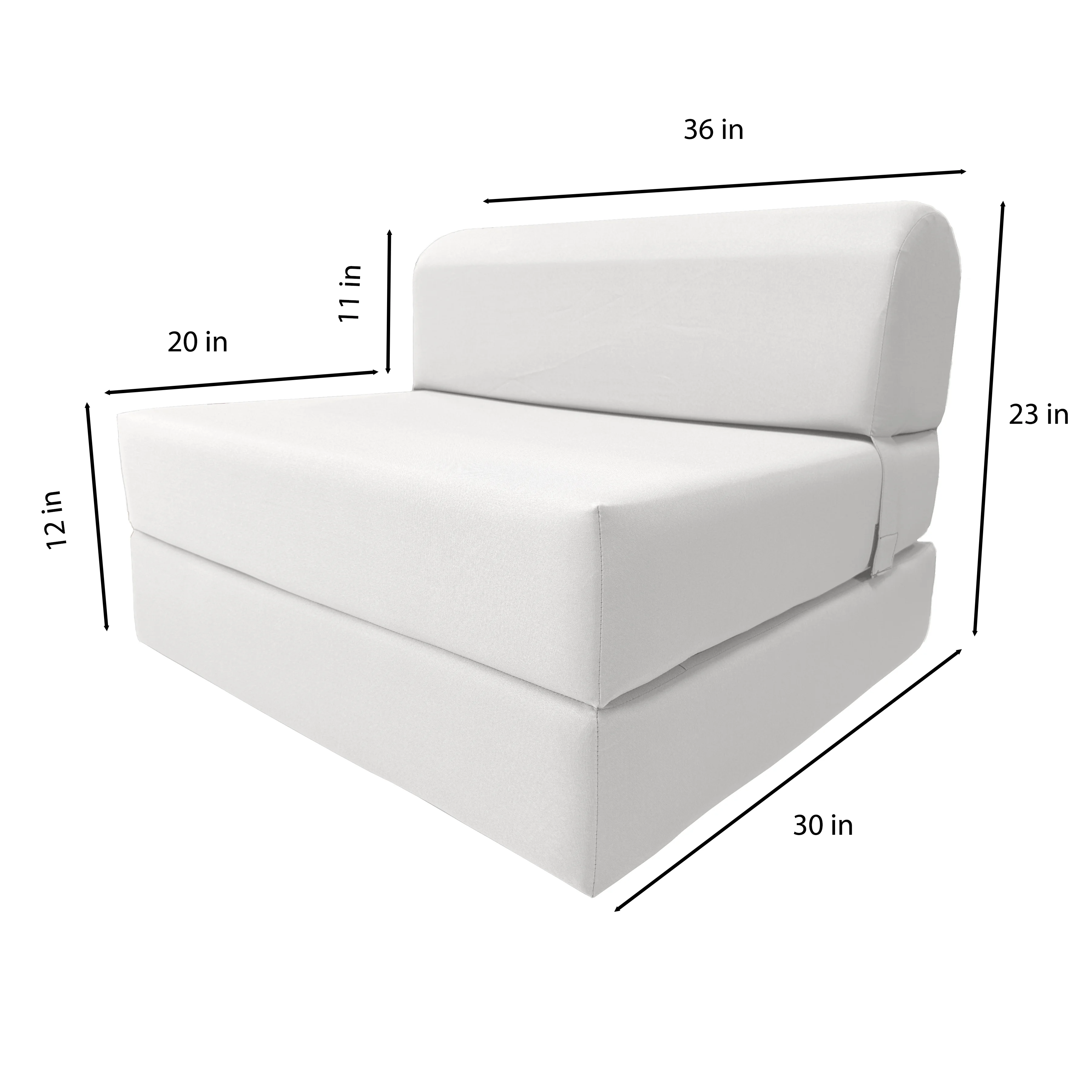 White Sleeper Chair Folding Foam Beds, Portable Studio Sofa Guest Bed, 6 x 32 x 70