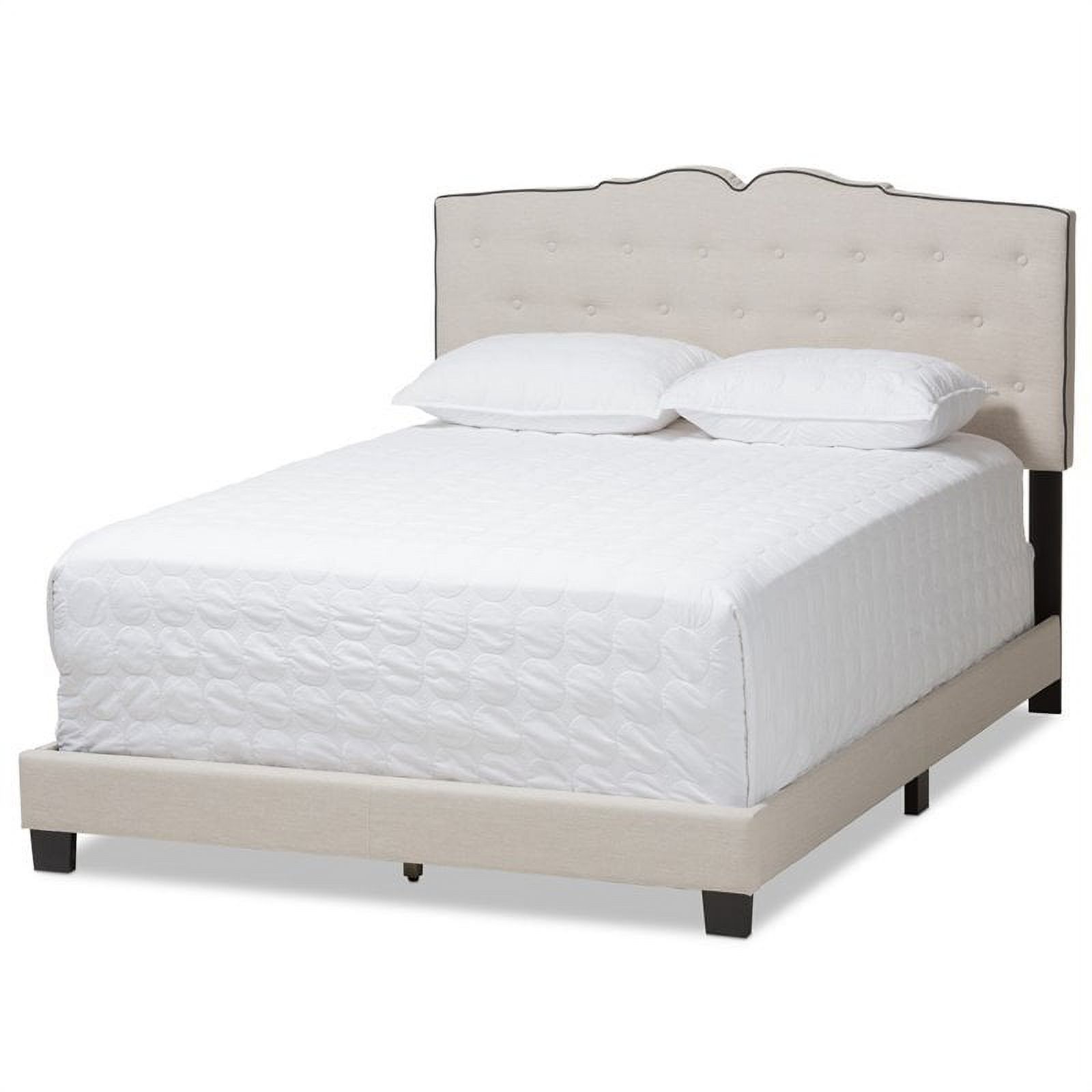 Bowery Hill Fabric Tufted King Bed in Light Beige