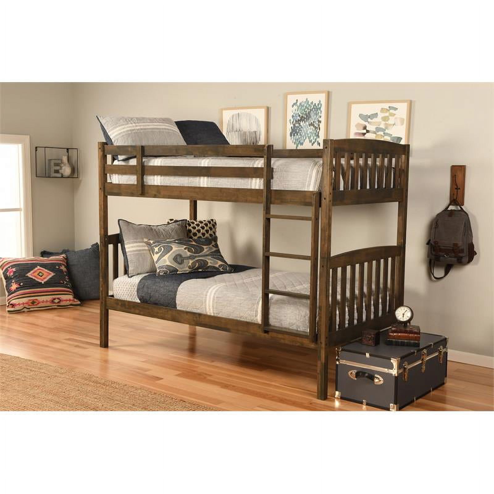 Kodiak Furniture Claire Twin/Twin Bunk Solid Wood Bed in Rustic Walnut