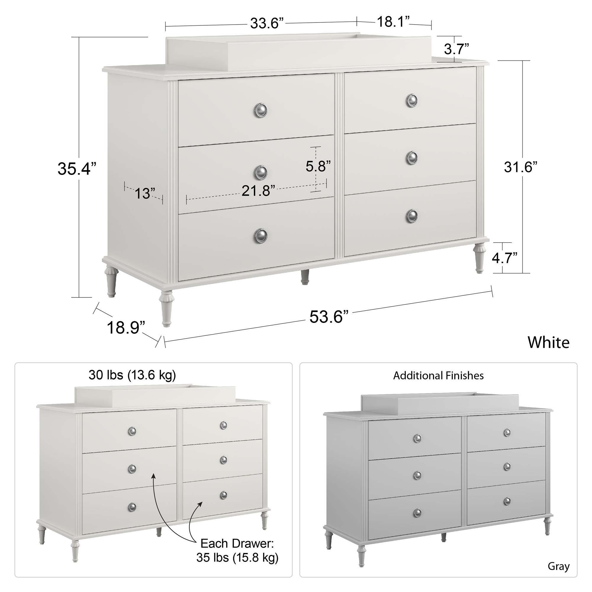 Little Seeds Rowan Valley Arden 6 Drawer White Changing Dresser