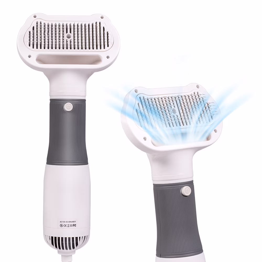 Pet Hair Dryer, ZUPOX 2 in 1 Dog Blow Dryer Pet Dryers Grooming with Slicker Brush with 2 Temperatures Settings for Dog Cat