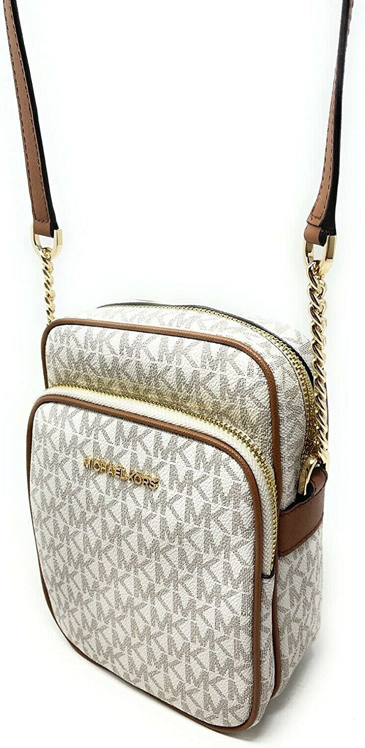 Michael Kors Jet Set Travel Signature Medium Logo Chain Crossbody Flight Bag