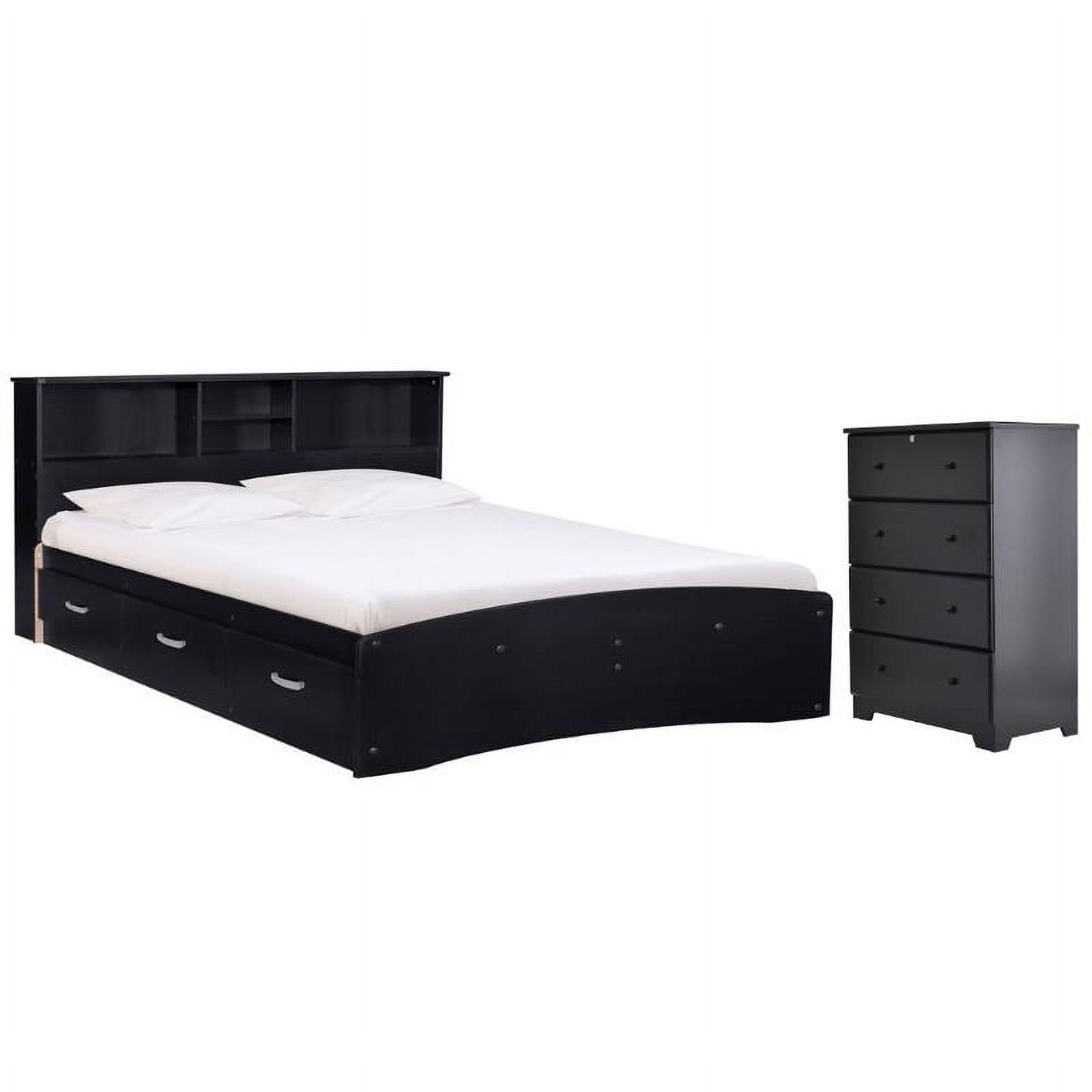Home Square 2-Piece Set with Queen Captains Bed 4-Drawer Chest Dresser in Black