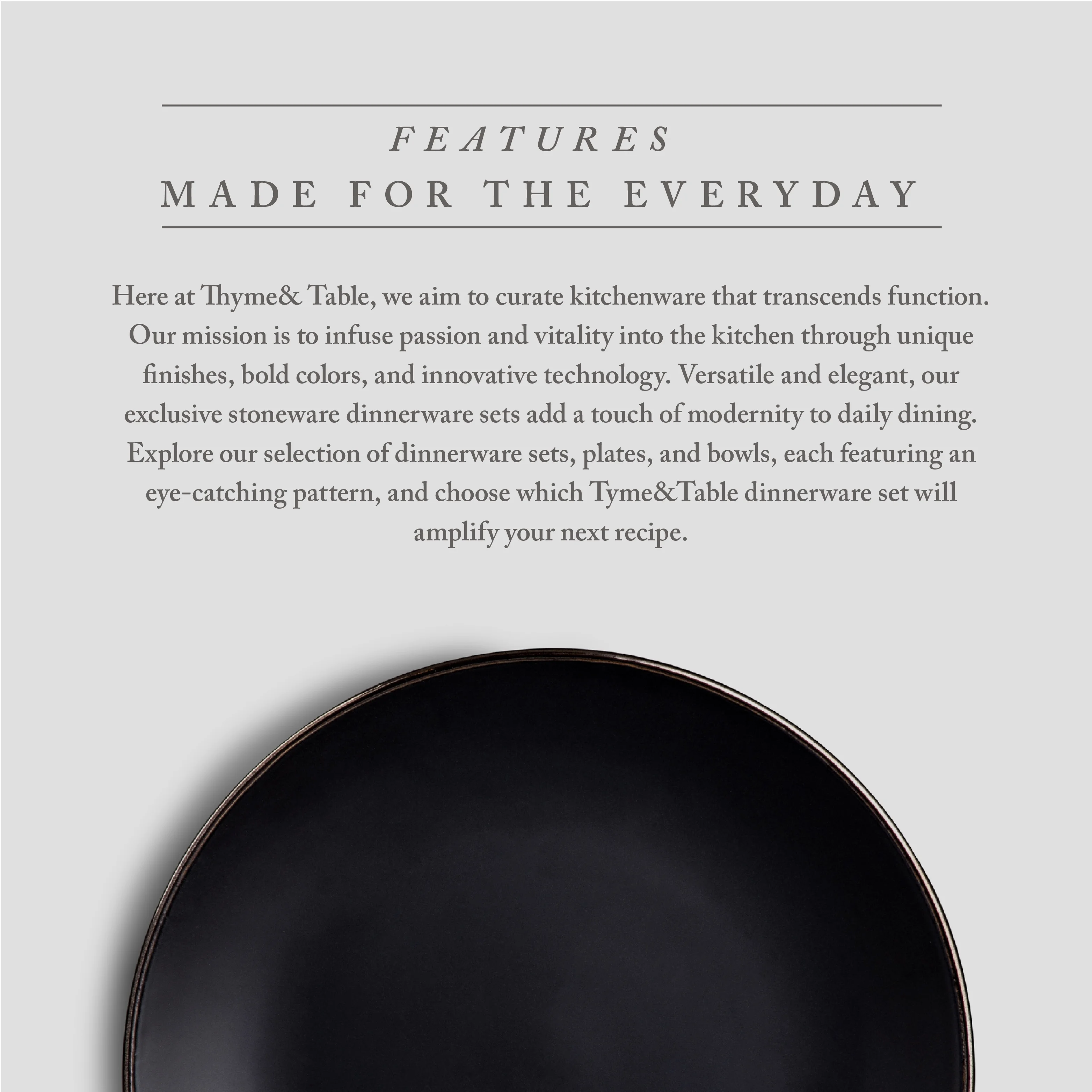 Thyme & Table Dinnerware Black Onyx Stoneware Salad Round Plates, 4 Pack