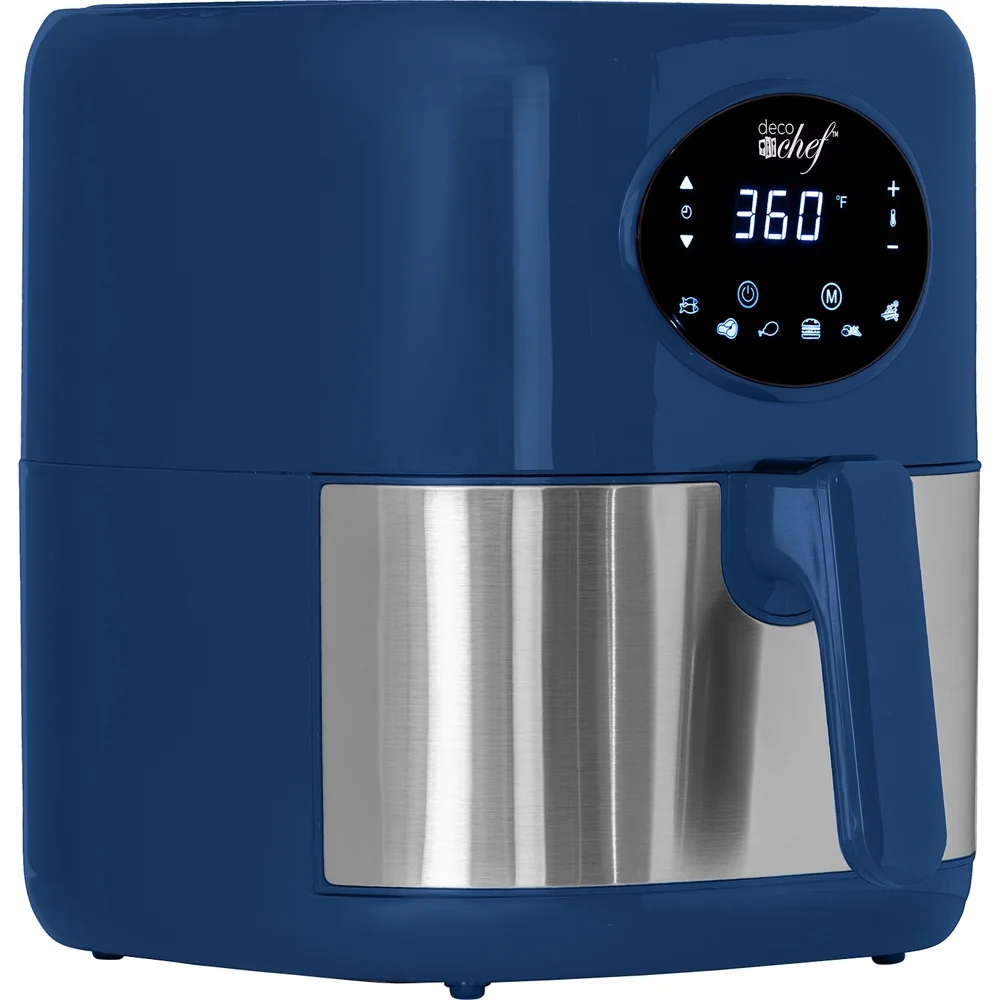 Open Box Deco Chef 3.7QT Digital Air Fryer with 6 Cooking Presets, LED Touch Controls, Adjustable Temperature and Time, Detachable Dishwasher Safe Non-Stick Basket, ETL Certified, Blue