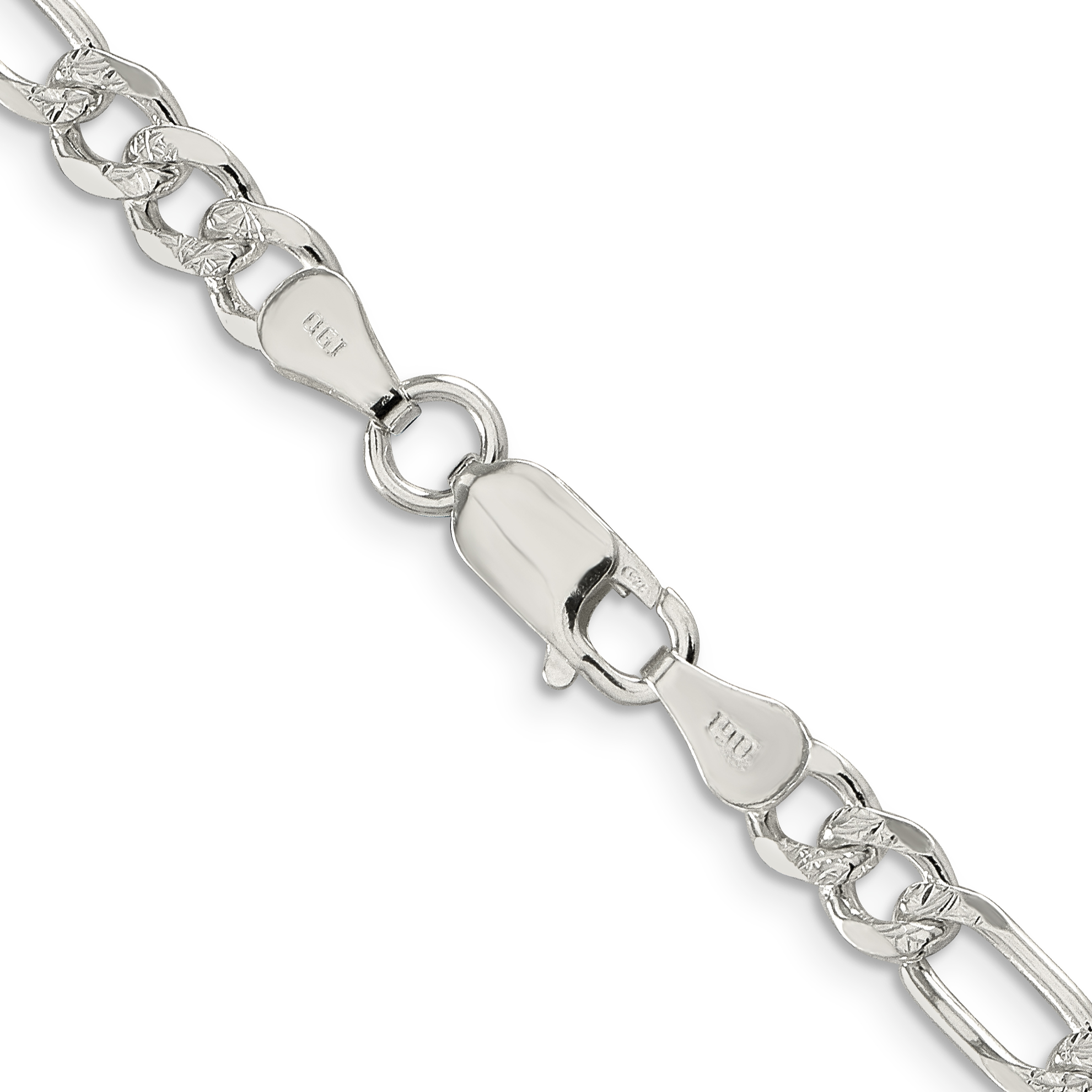 Carat in Karats Sterling Silver 5.5mm Polished Finish Flat Figaro Chain Necklace 16 Inch Length