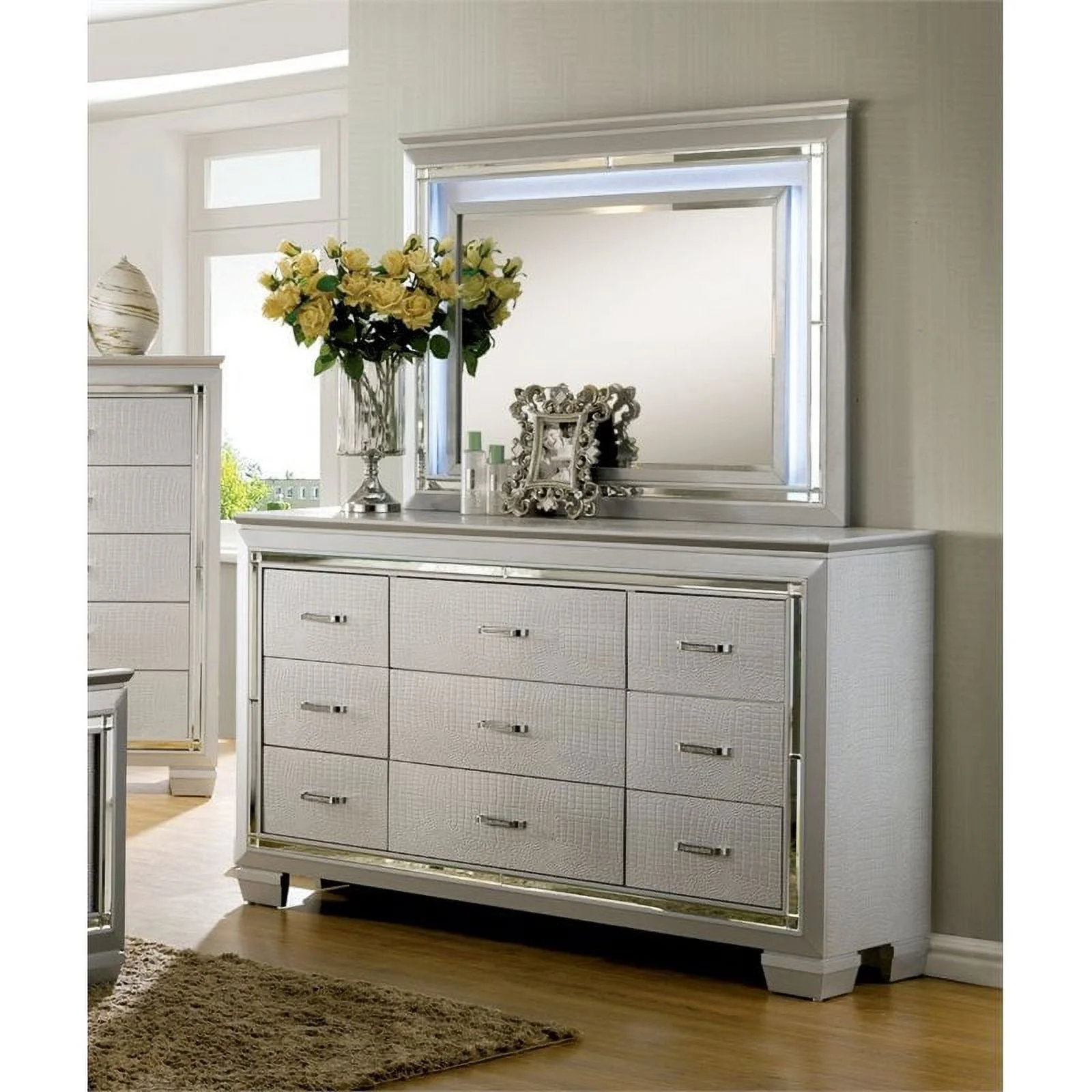 Bowery Hill 9 Drawer LED Dresser and Mirror Set