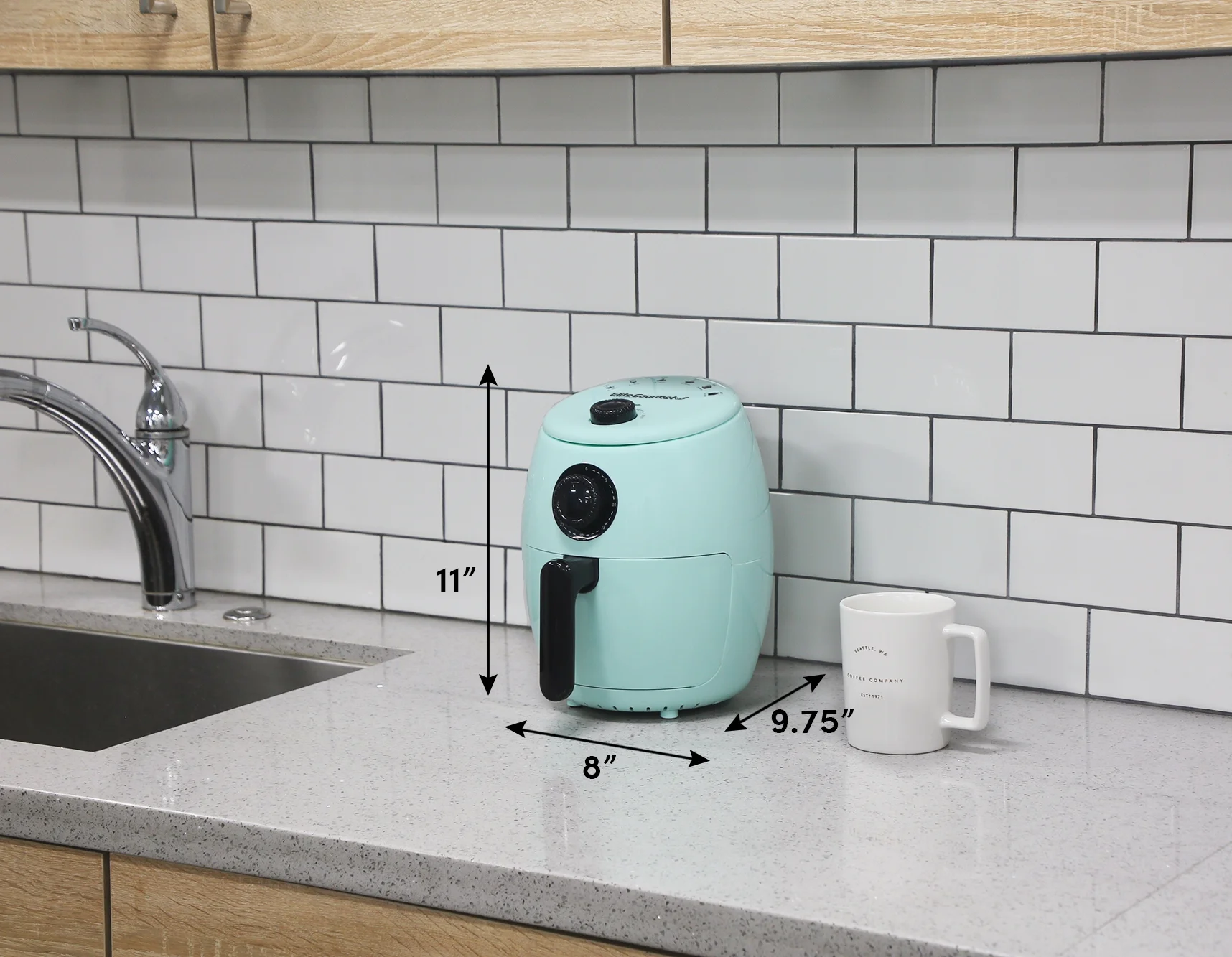 Elite Platinum 2.1qt Hot Air Fryer with Adjustable Timer and Temperature EAF-0201BL