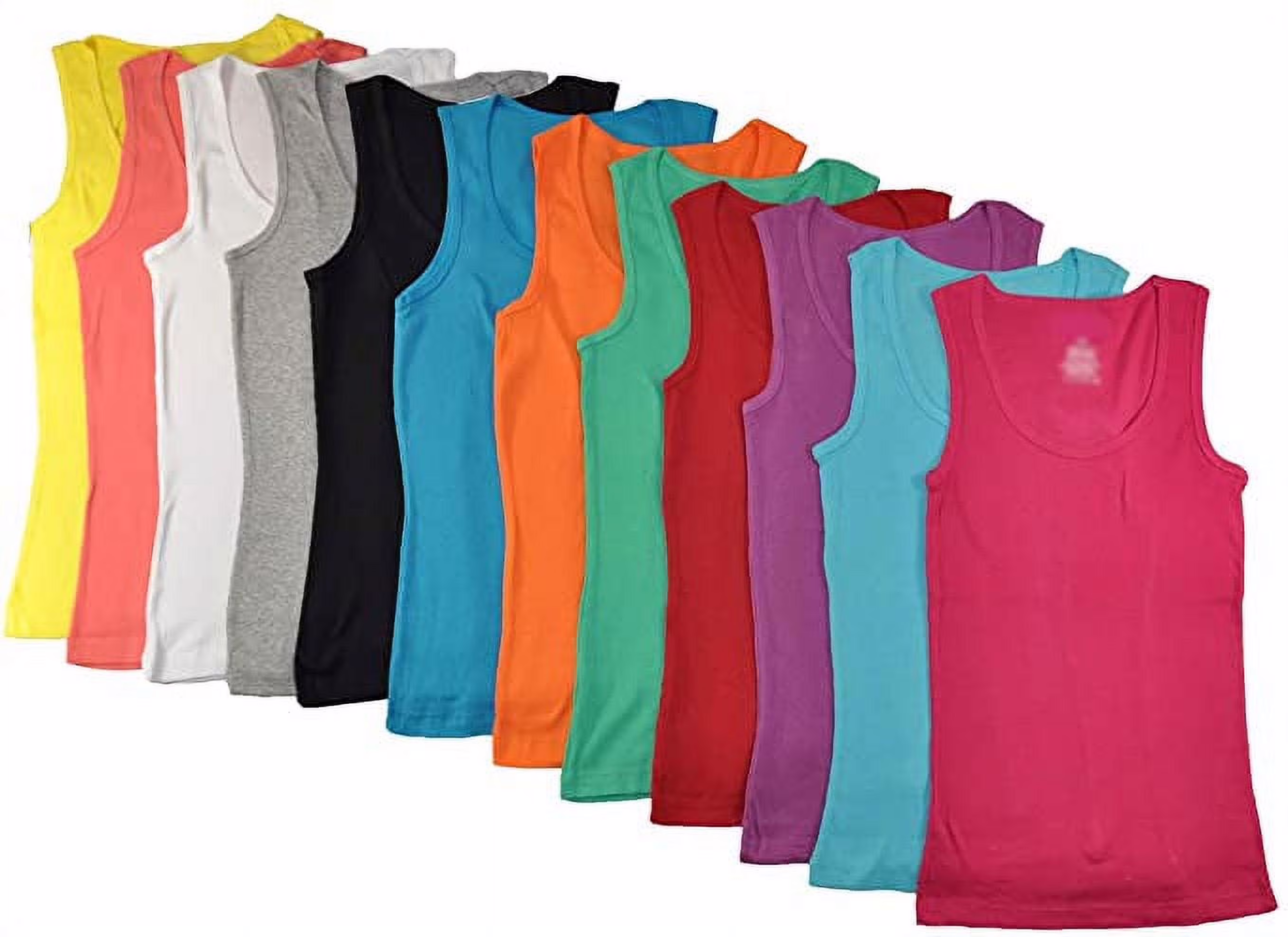 Pajama R Us 12 Pieces Pack Women's Ribbed 100% Cotton Tank Tops-Assorted Color (Muscle Tank Top, X-Large)
