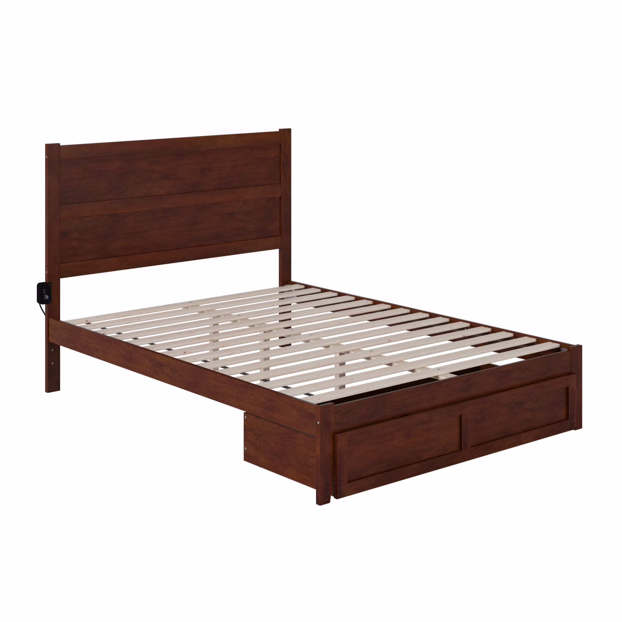 AFI NoHo Modern Wood Queen Bed with Foot Drawer in Walnut
