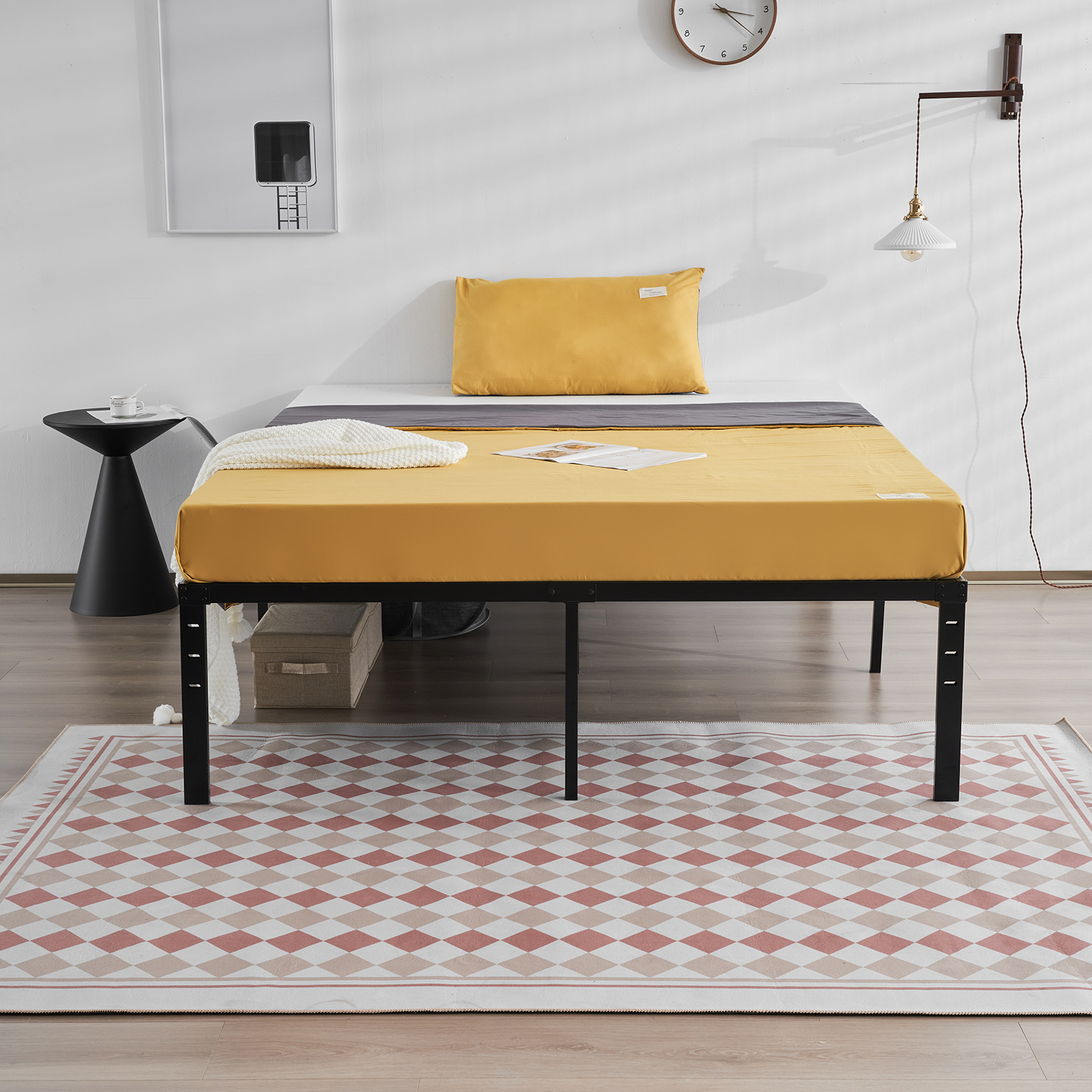 iRerts Metal Full Bed Frame, Heavy Duty Full Platform Bed Frame with Steel Slat Support, Full Size Bed Frame for Bedroom Guest Room Dormitory, No Box Spring Needed, Under-Bed Storage, Black