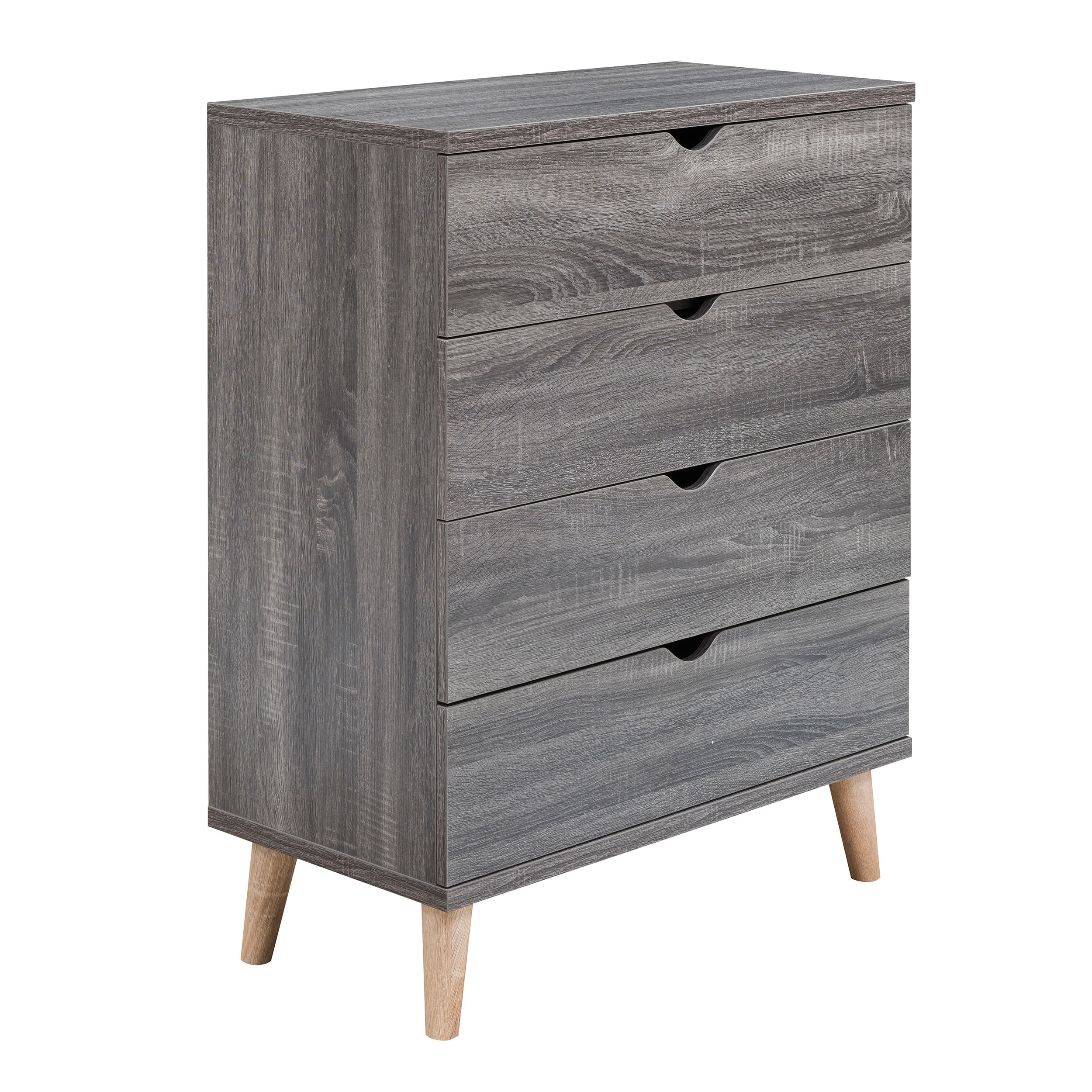 24/7 Shop At Home Orden Wood 4-Drawer Chest for Bedroom, Dark Gray