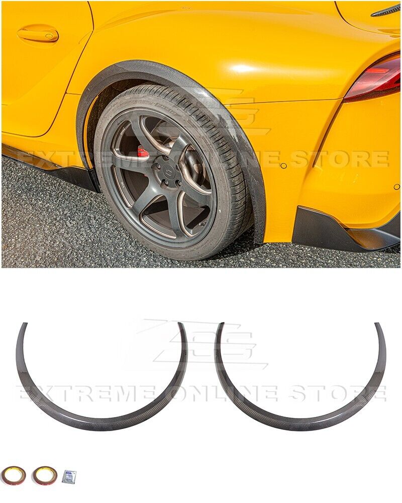 Replacement for 2020-Present Toyota GR Supra Models | JDM Artisan Spirit Style Carbon Fiber Rear Side Wheel Trim Molding Fender Flare Extension