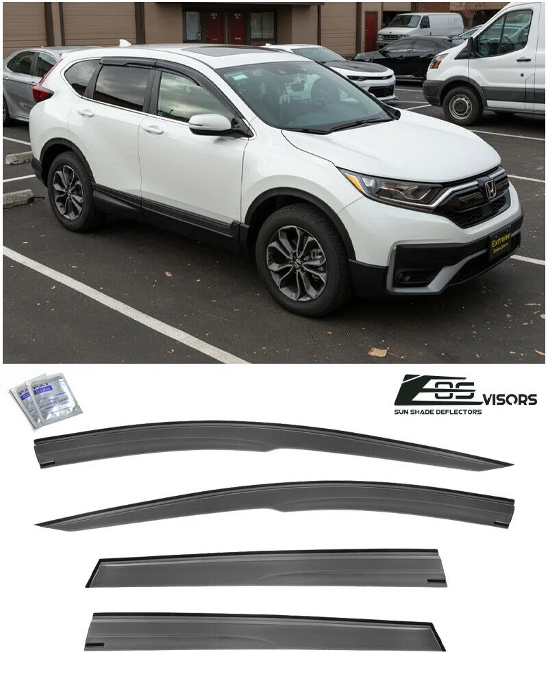 Extreme Online Store Replacement for 2017-2022 Honda CR-V | EOS Visors JDM Mugen Style Smoked Tinted Side Window Vent Visors Rain Guard Deflectors DWV-V126