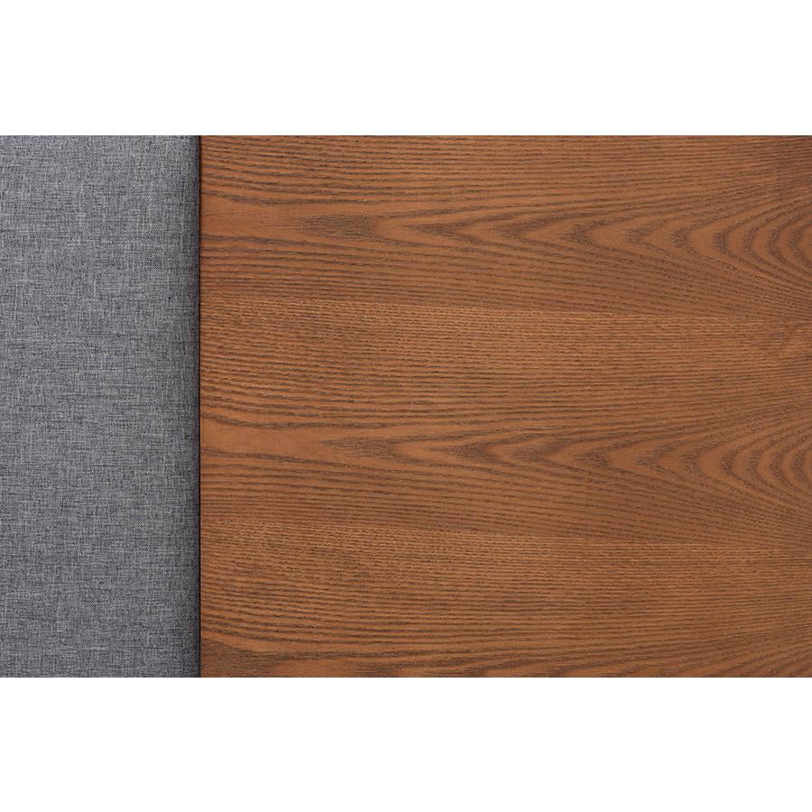 Baxton Studio Eliana Fabric & Wood King Bed with Nightstand in Gray/Walnut