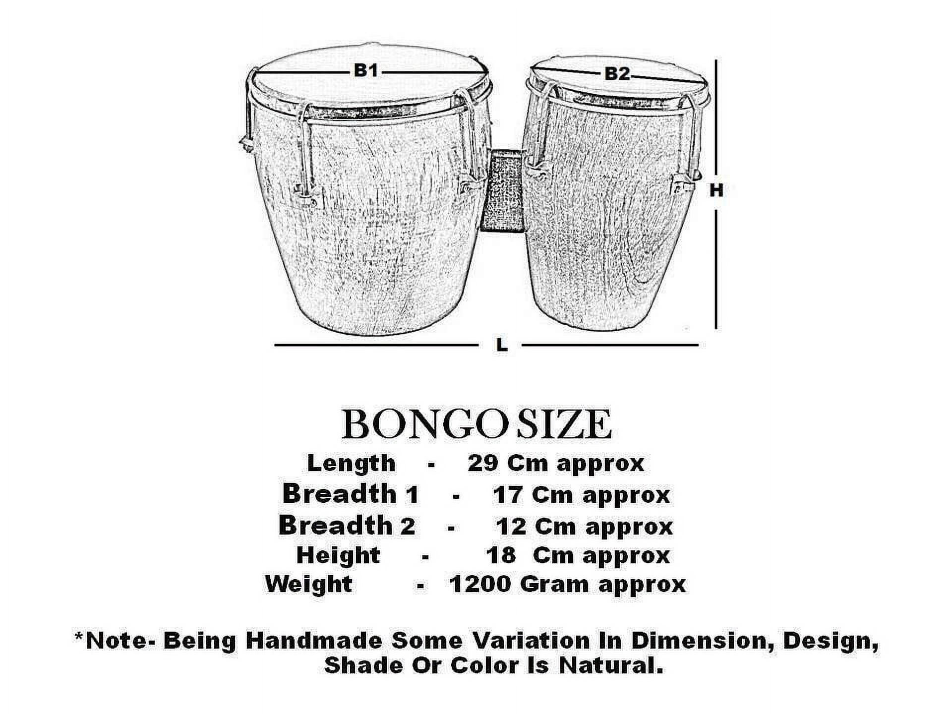 Naad Folk Musical Instrument Two Piece Bango Drum Set Natural Wood Bongo Drum Set, Instruments Set,