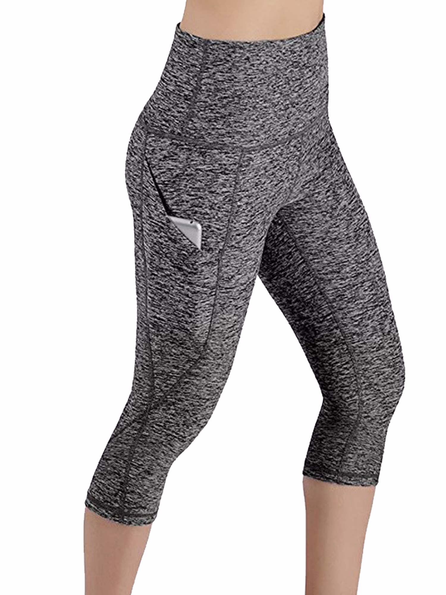 Women Active Work Leggings High Waist with Pocket Solid Color Pants Cropped Trouser for Yoga Athletic Workout