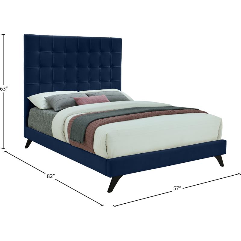 Meridian Furniture Elly Navy Velvet Full Bed