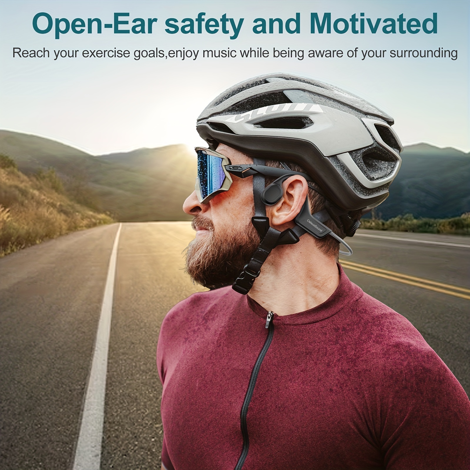 Ear Bone Conduction Sport Headphones - Sweat Resistant Wireless Earphones For Workouts And Running - Built-in Mic