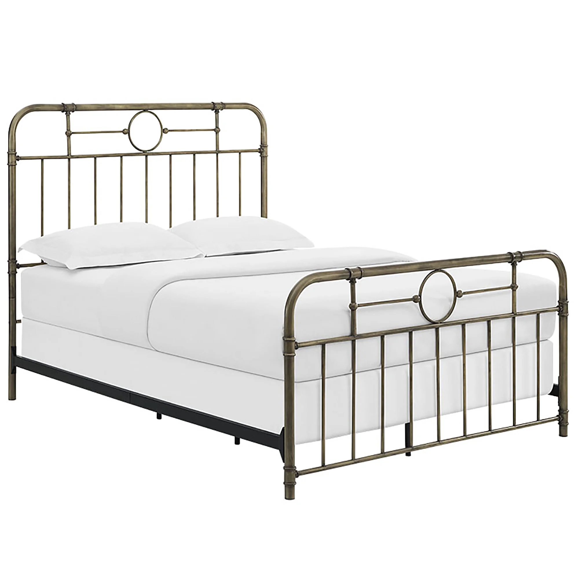 Walker Edison Scarlett Boho Farmhouse Antiqued Bronze Metal Pipe Queen Bed, Bronze