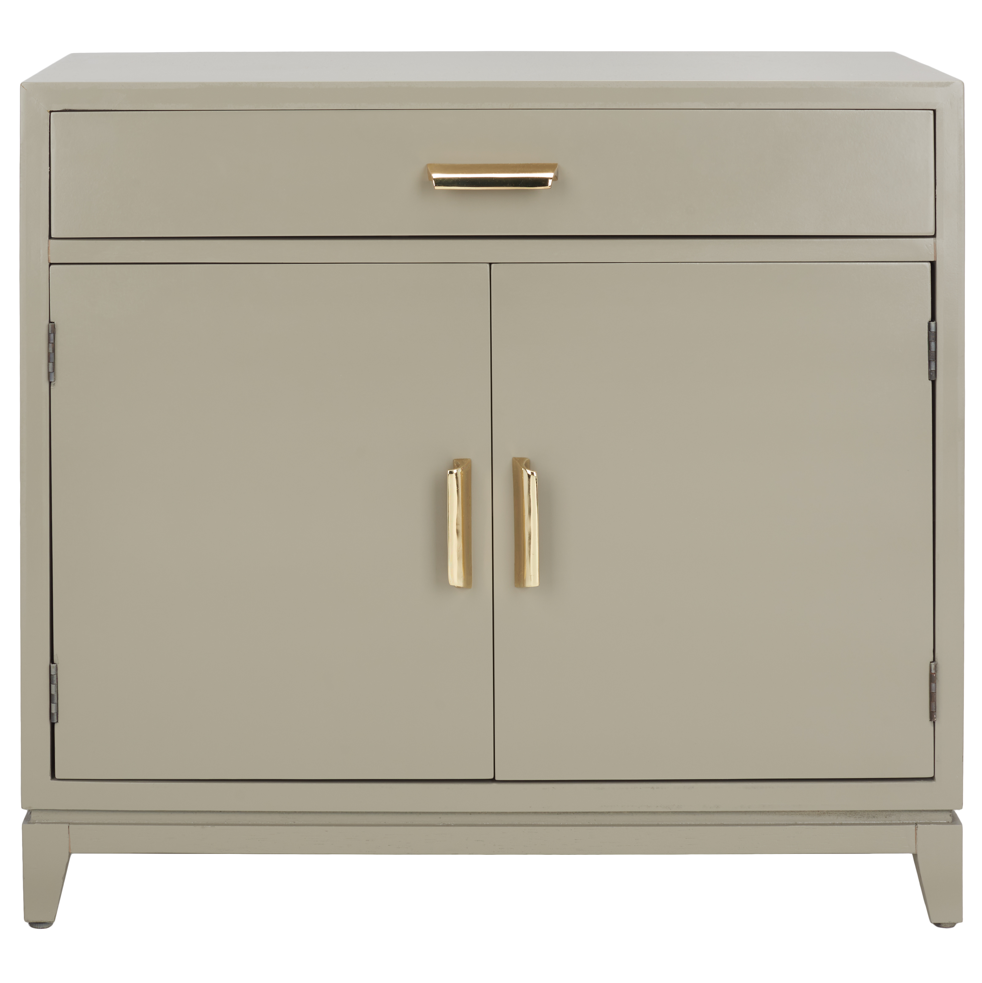 SAFAVIEH Nigel Mid-Century 2 Door 1 Drawer Chest, Grey/Brass (31.9 in. W x 15.9 in. D x 29 in. H)