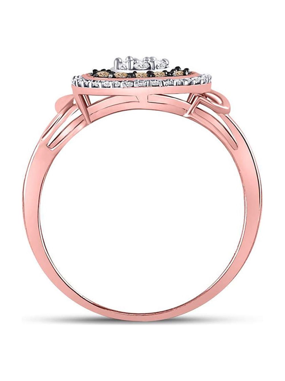 Diamond Princess 10kt Rose Gold Womens Round Brown Diamond Flower Cluster Ring 1/2 Cttw