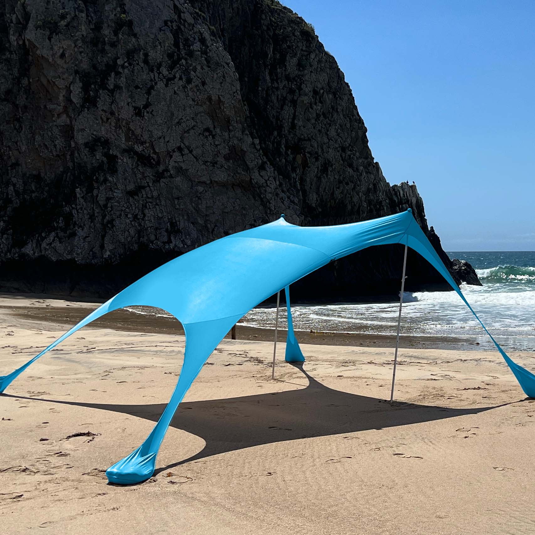 Sun Shelter Beach Shade Canopy by SkyBed, UPF 50+, Durable, Lightweight, 2-Pole, XL, Hawaiian Blue