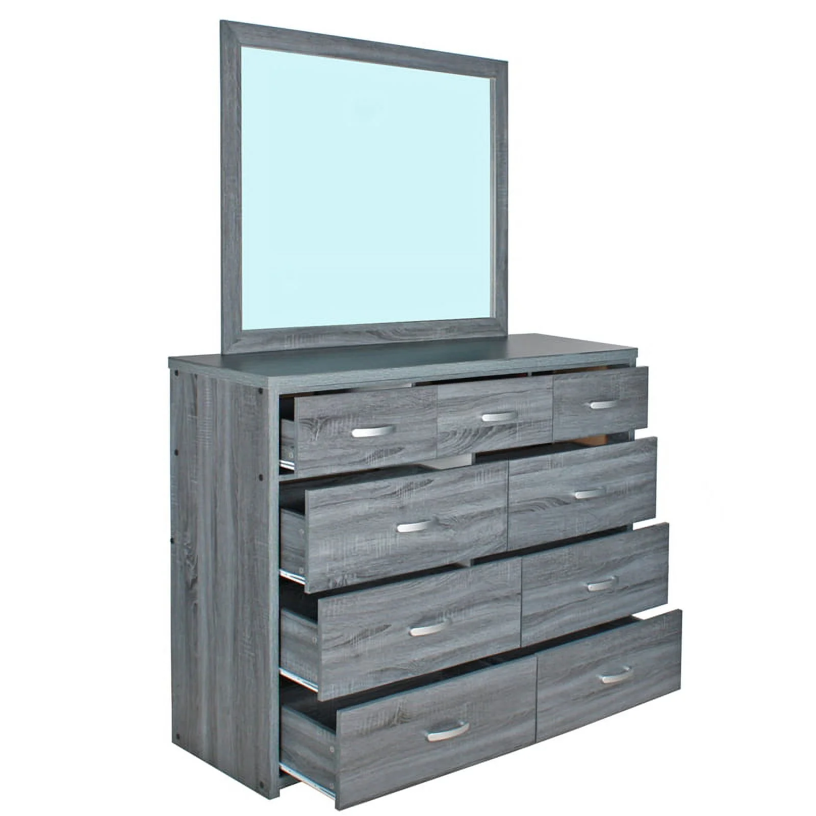 Pemberly Row Majestic Super Jumbo 9-Drawer Double Dresser in Gray