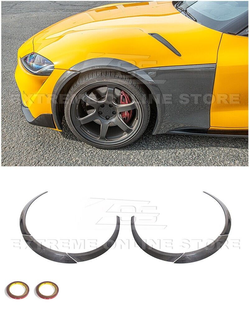 Replacement for 2020-Present Toyota GR Supra Models | JDM Artisan Spirit Style Carbon Fiber Front Side Wheel Trim Molding Fender Flare Extension