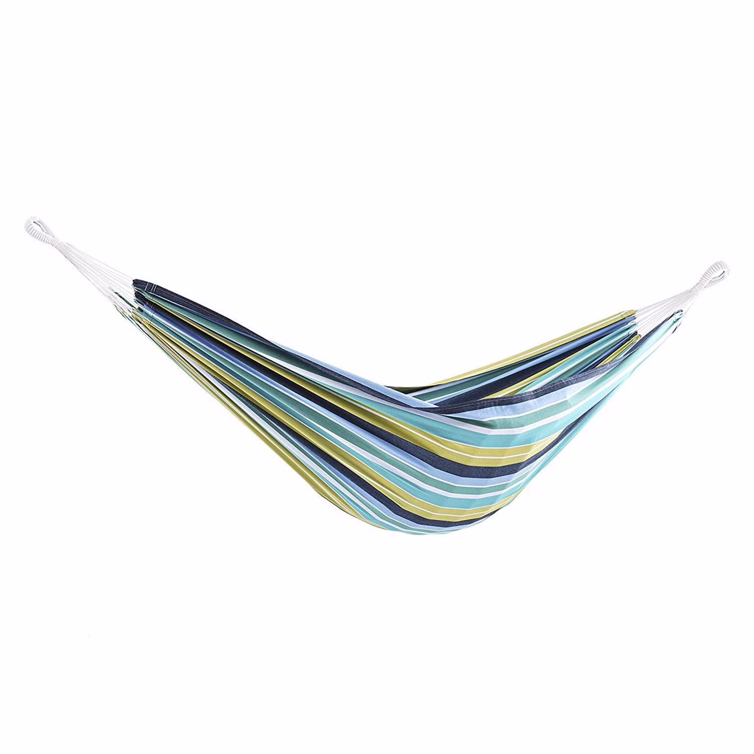 Vivere Brazilian Style Double Outdoor Cotton Hammock with Carry Bag, Cayo Reef