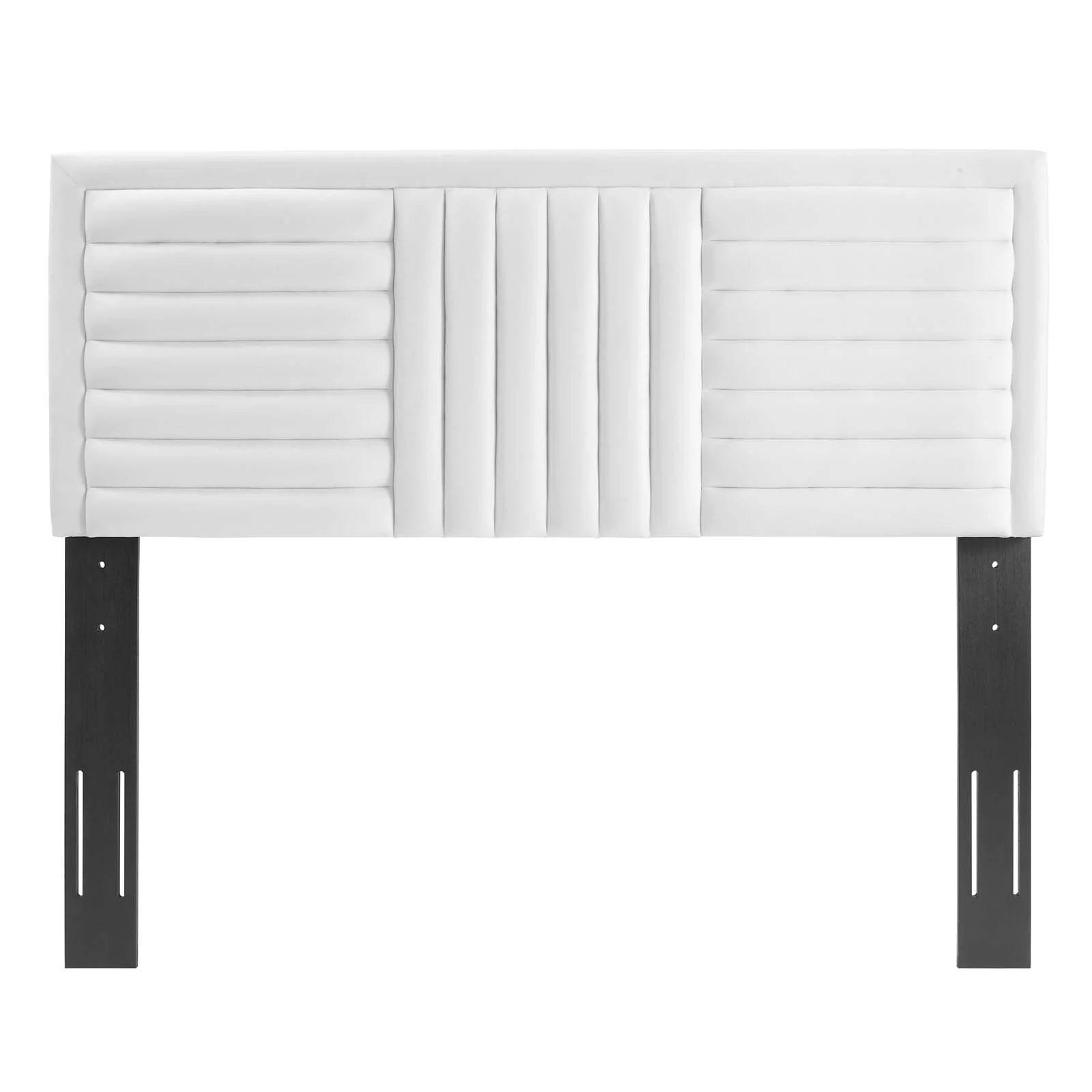 Modway Believe Channel Tufted Velvet Twin Headboard in White