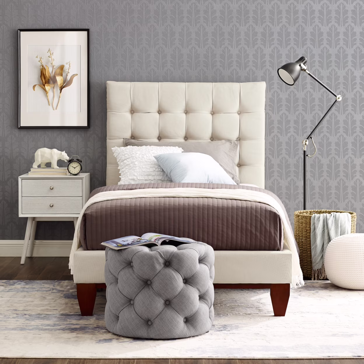Fabrizio Linen Tufted Platform Bedframe-King- Queen- Full Twin-Upholstered-Modern and Contemporary-Inspired Home