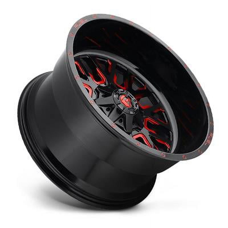 Fuel 1PC Aluminum Rim D612 STROKE 20X10in Gloss Black Red Tinted Clear Finish, D61220009847