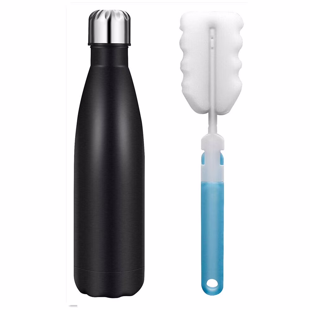 Water Bottle, Vacuum Insulated Wide Mouth Stainless-Steel Sports 18-87OZ Water Bottle (Black)