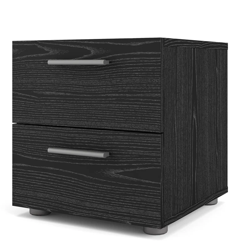 Home Square 2 Piece Set with 8 Drawer Dresser and Nightstand in Black Woodgrain