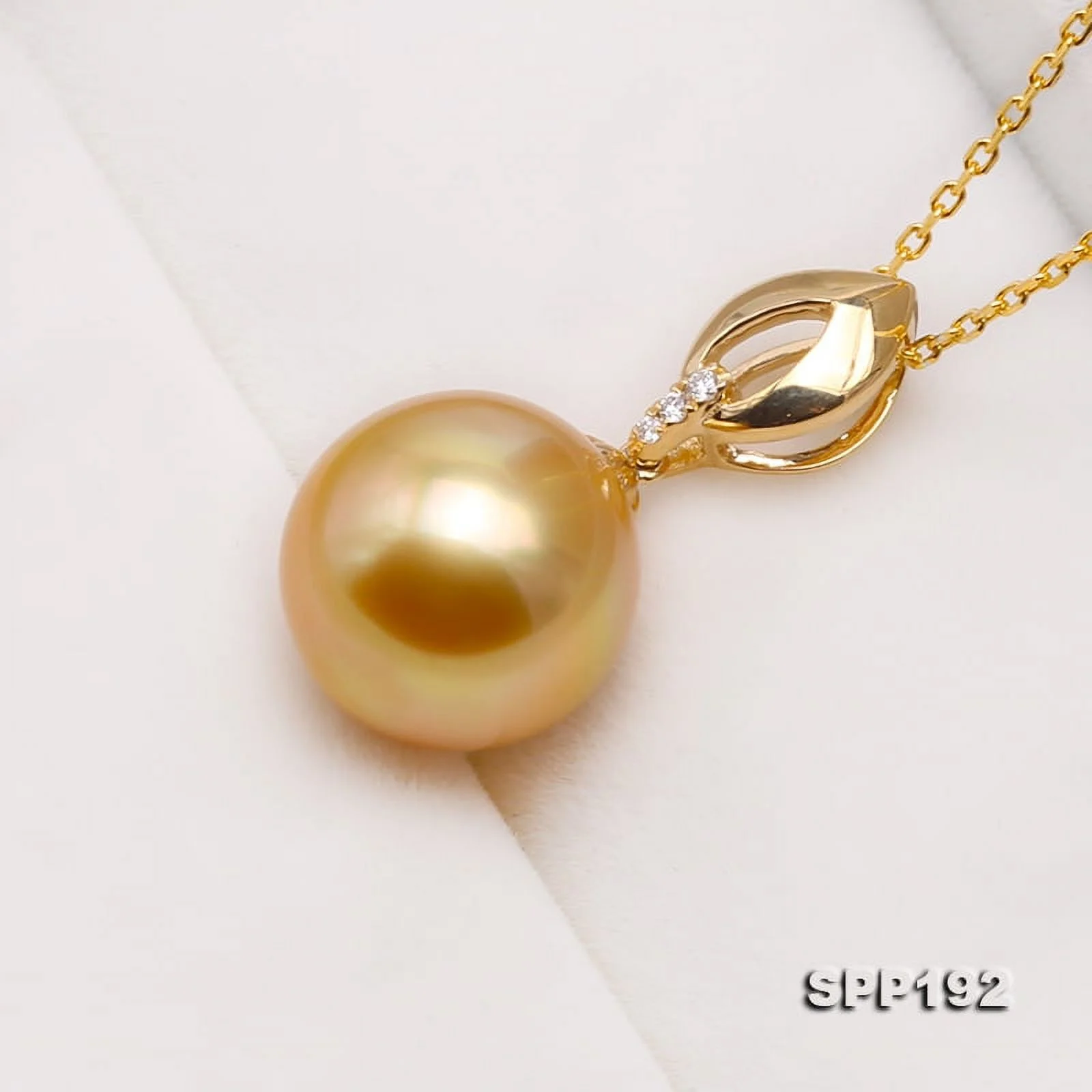 JYX Pearl 18K Gold Pendant AAA+ Quality 12mm Golden Southsea Cultured Pearl Pendant Necklace for Women