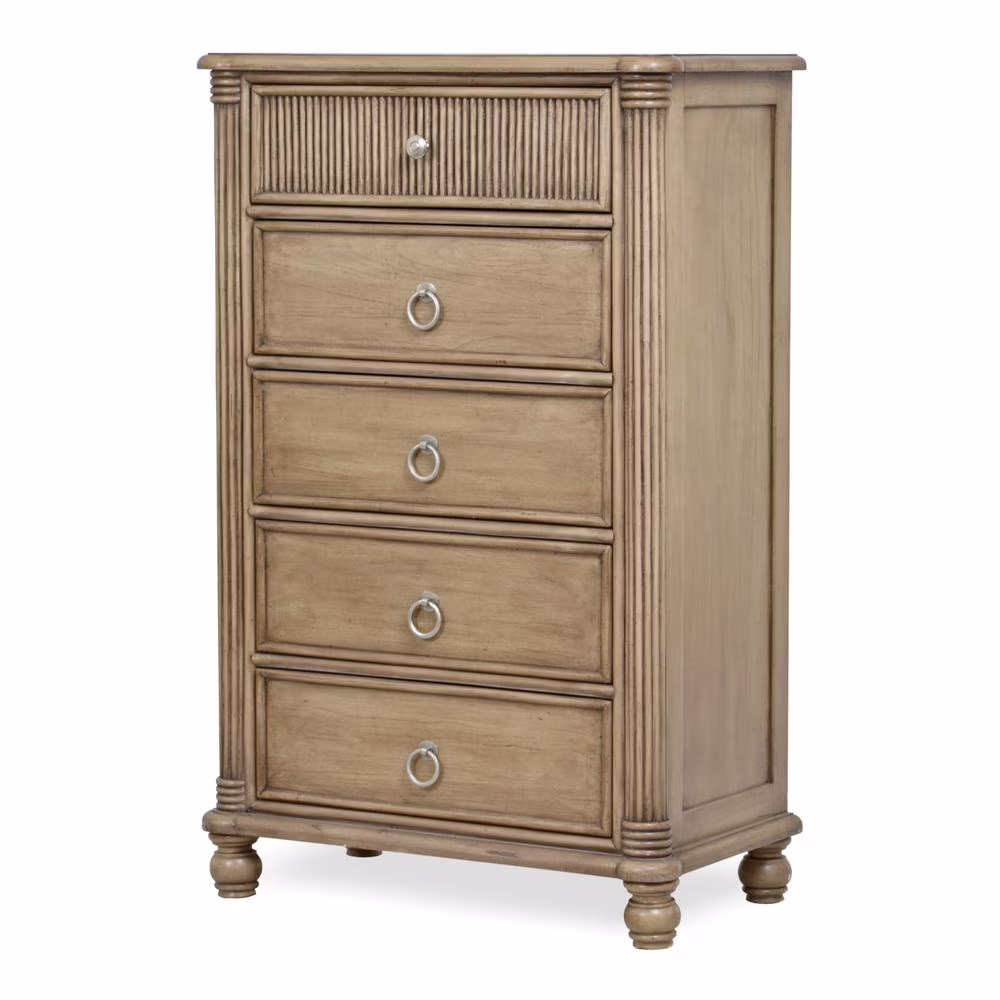 Sea Wind Florida Malibu Wood Chest with 5 Drawers in Natural/Brown