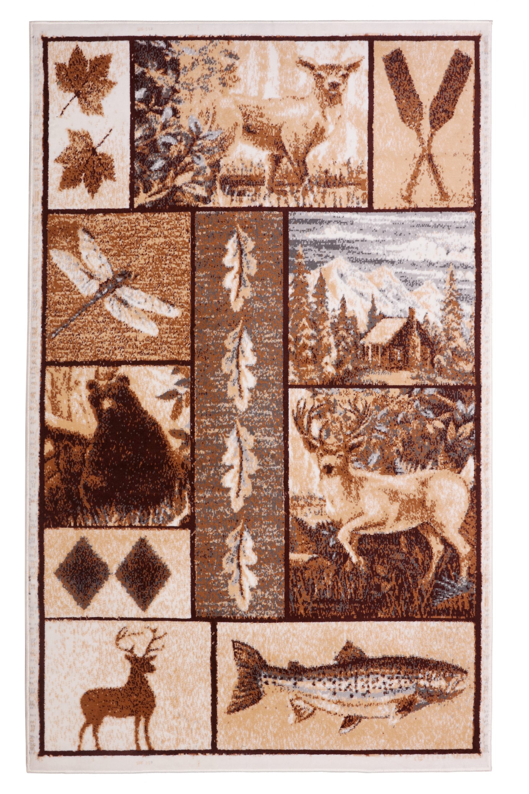 Furnish My Place Indoor Cabin Lodge Rug with Jute Backing - 2 ft. x 4 ft., Multicolor, Bear and Deer Flies, Area Rug for Living Room, Bedroom, Hallway