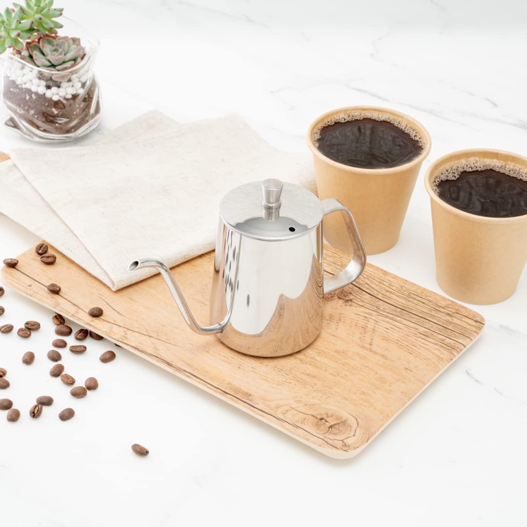 Restpresso 12 Ounce Gooseneck Kettle, 1 Dishwashable Pour Over Kettle - With Thermometer Hole, Non-Stick Coating, Stainless Steel Stovetop Kettle, Built-In Handle, -