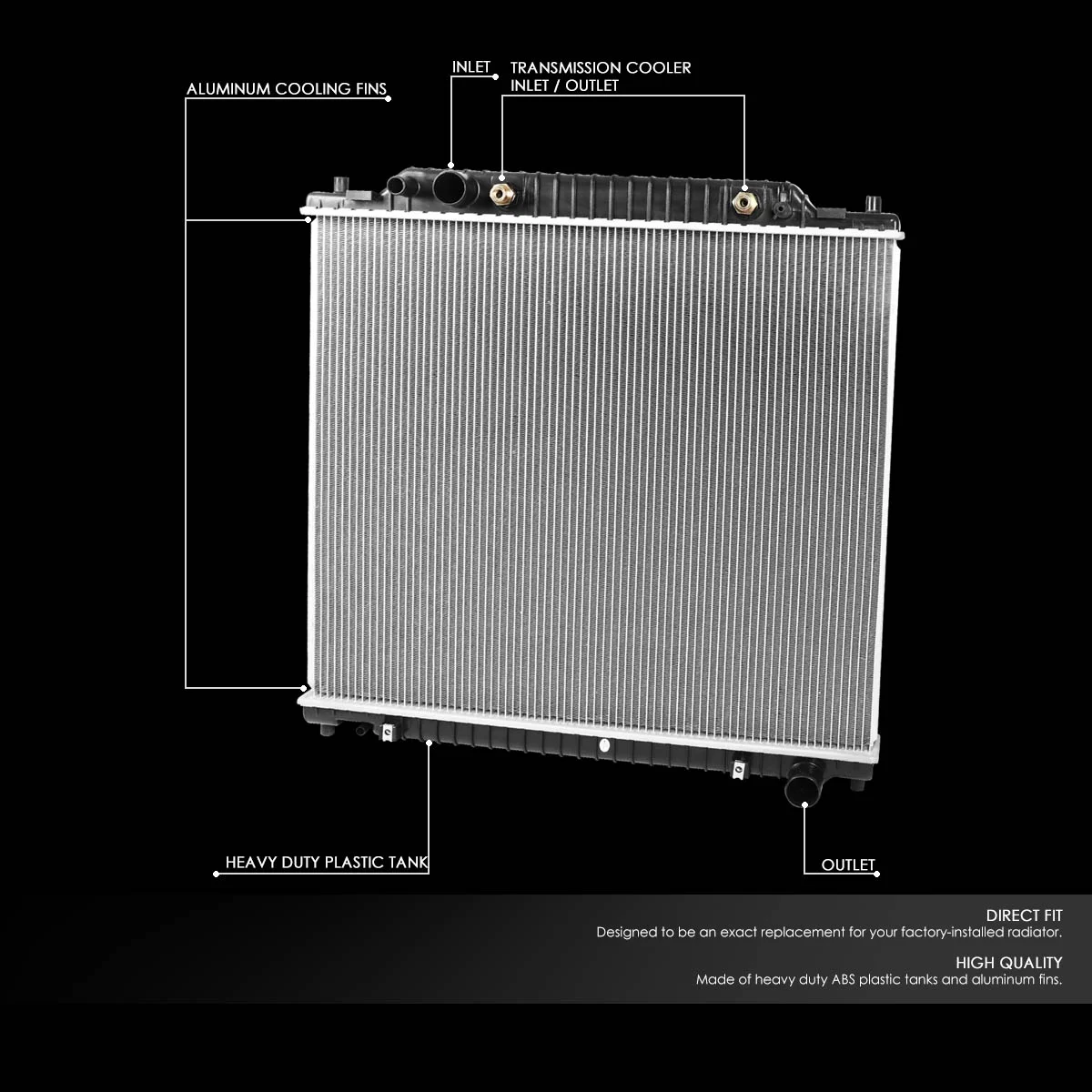 DNA Motoring OEM-RA-2171 Aluminum Radiator For 1999-2005 Ford Excursion F250 F350 F450 F550 Super Duty F53 6.8L/7.3L AT 00 01 02 03 04