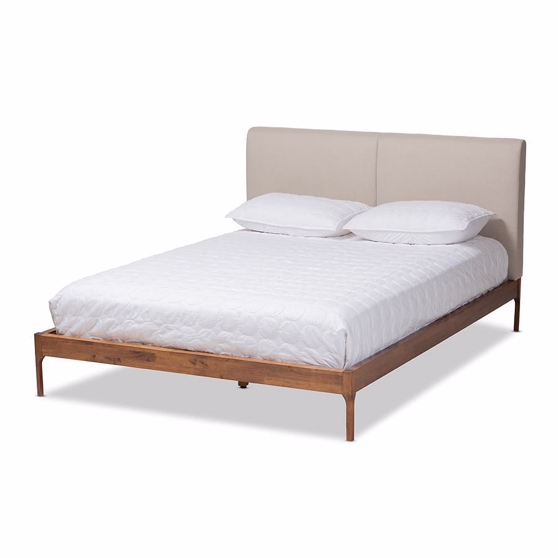 Baxton Studio Aveneil Modern Upholstered Queen Platform Bed in Beige