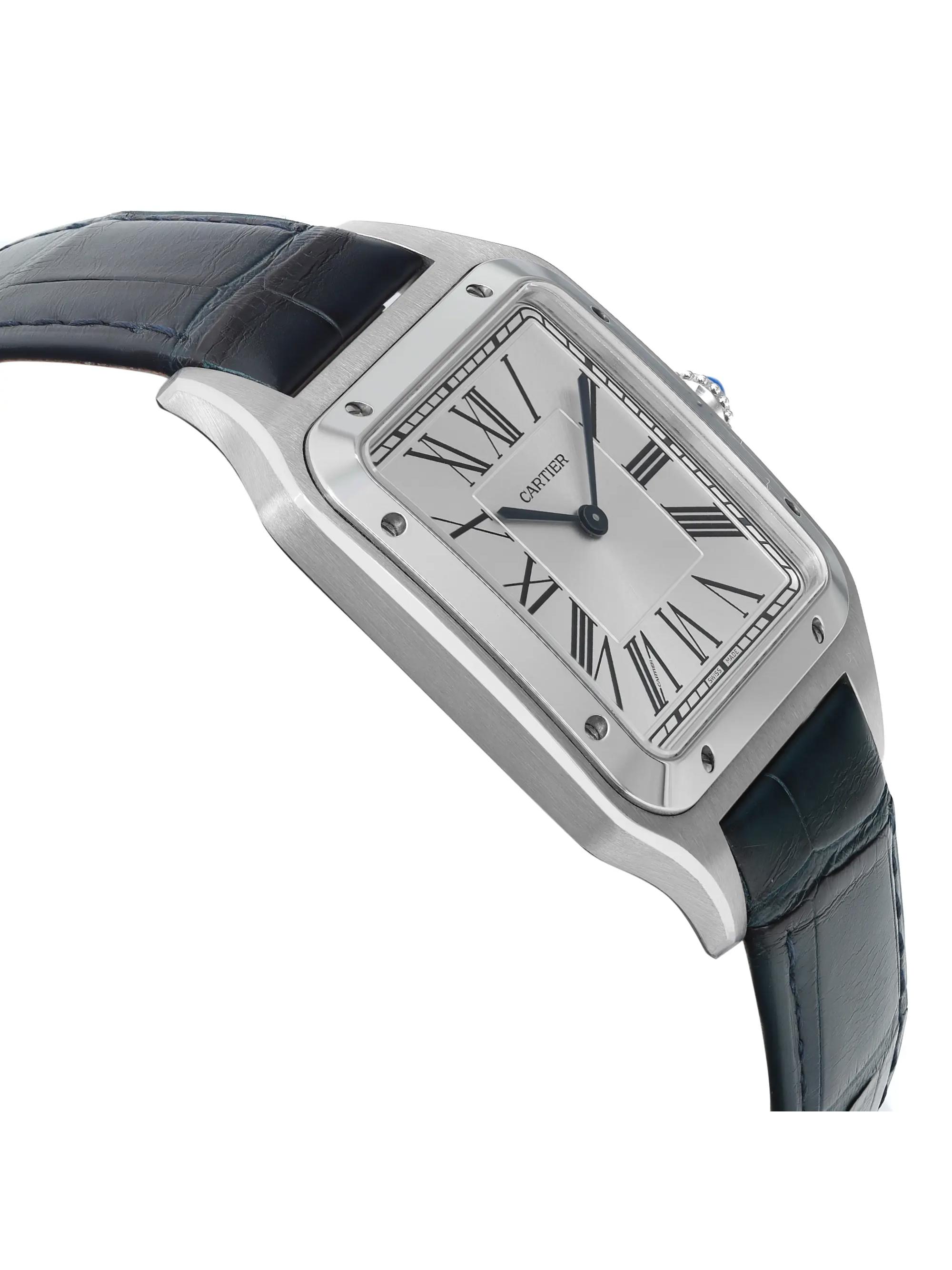 Cartier XL Santos Dumont Steel Silver Dial Hand Wind Men Watch WSSA0032