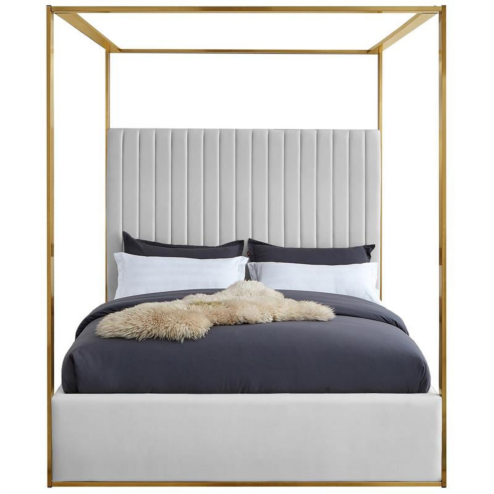 Meridian Furniture Jones White Vegan Leather Queen Bed