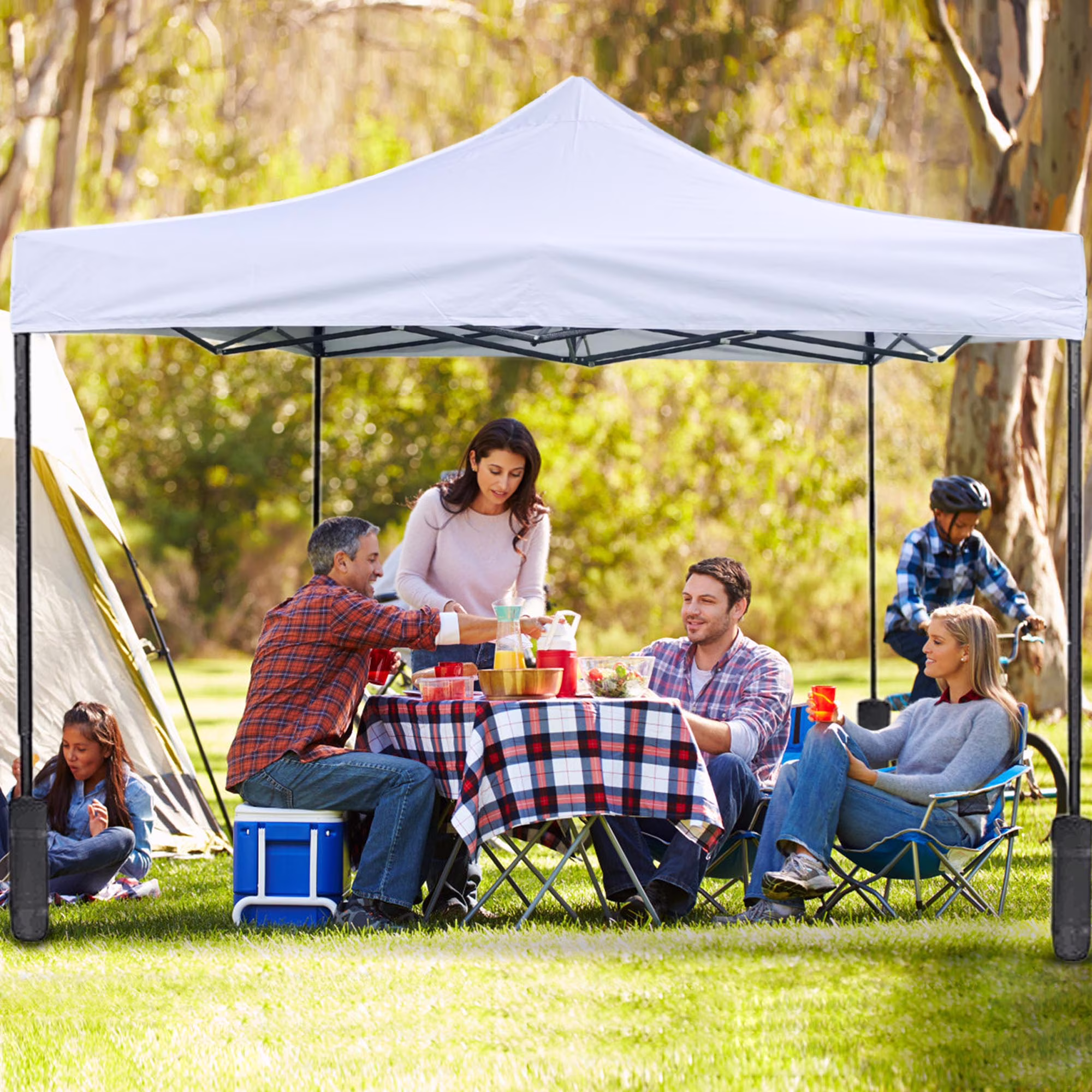 10x10 Pop Up Canopy Tent for Outside, Waterproof Canopy Tents for Beach with UV Protection Outdoor Party Tent Canopy Straight Leg Shade Canopy, White