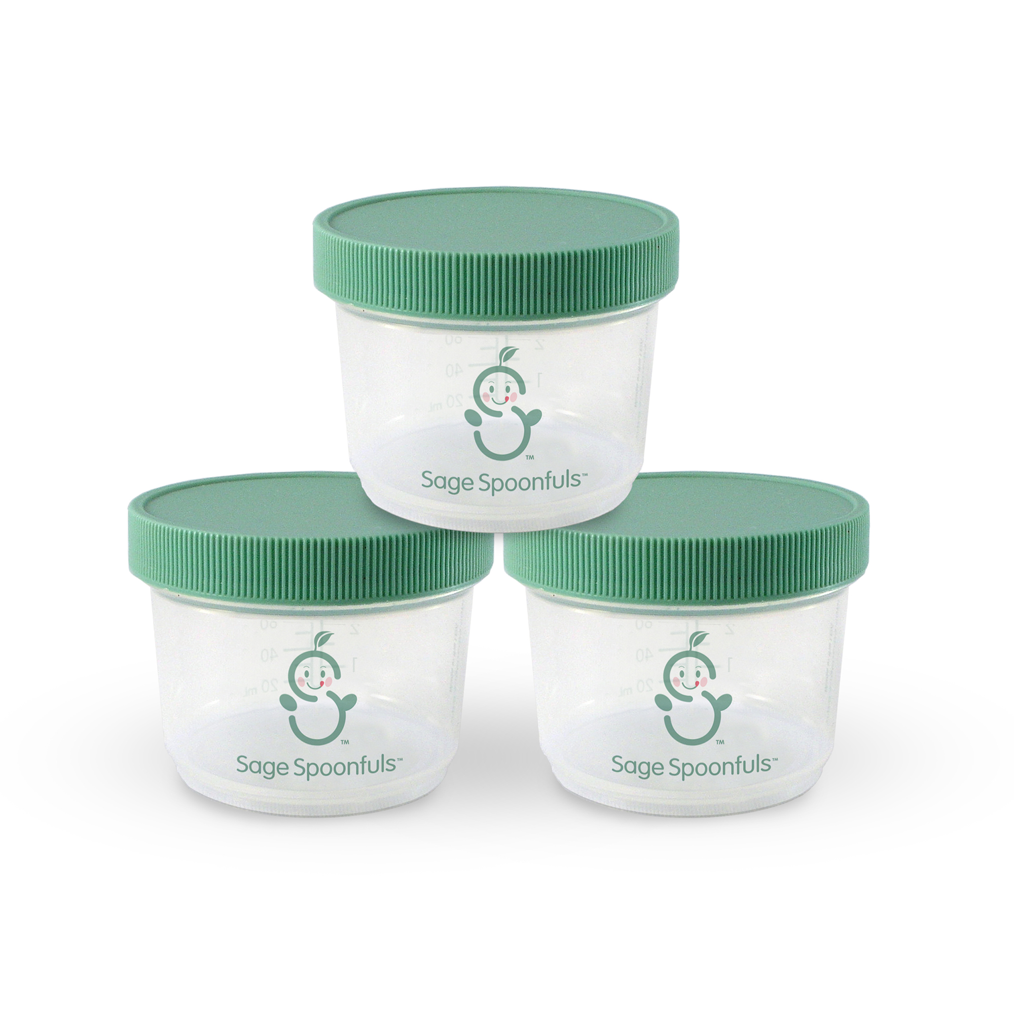 Sage Spoonfuls Reusable Baby Food Jars 4oz BPA-Free Plastic Food Storage Containers With Twist-Off Lids (3-Pack)