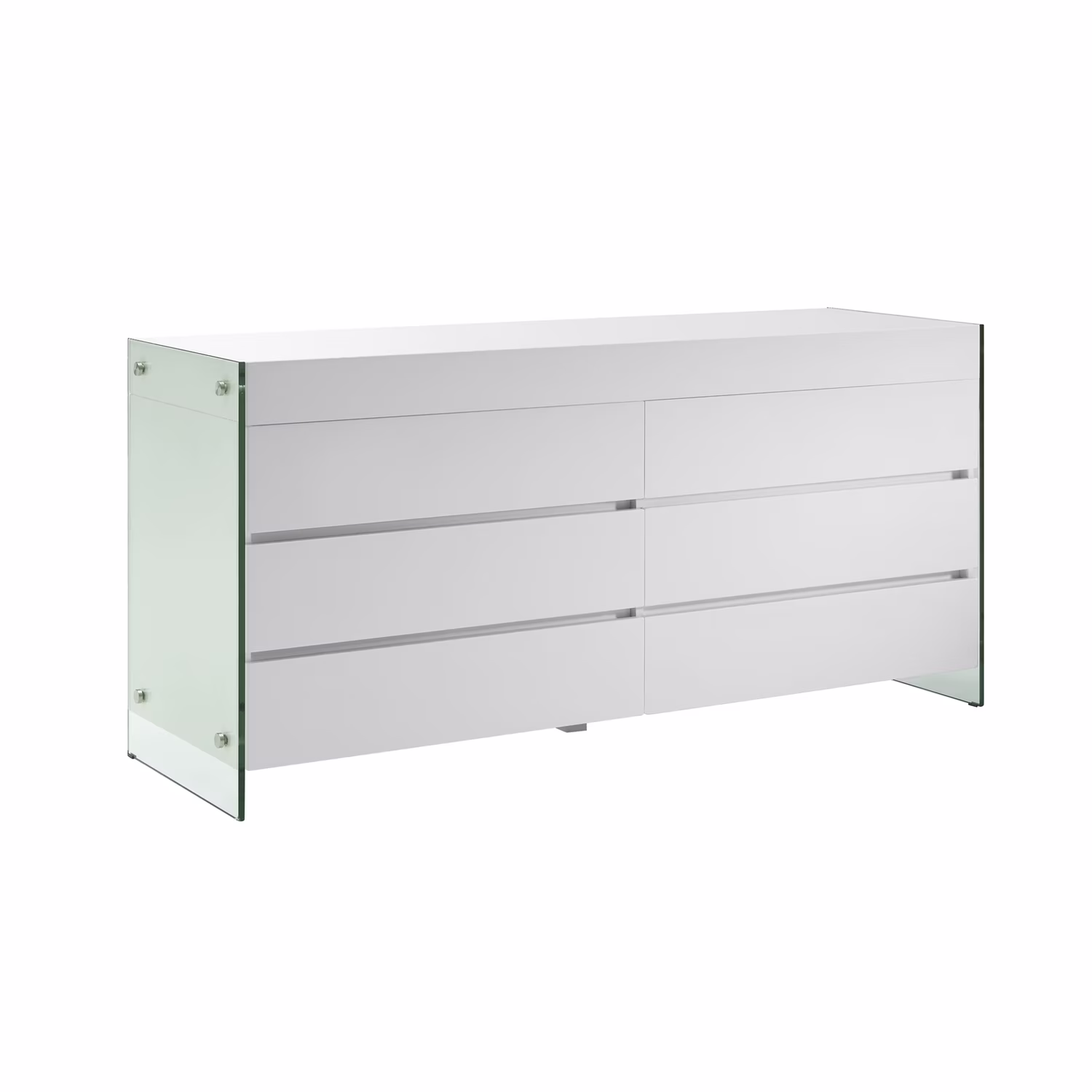 Casabianca Furniture Modern Il Vetro Engineered Wood Dresser in White
