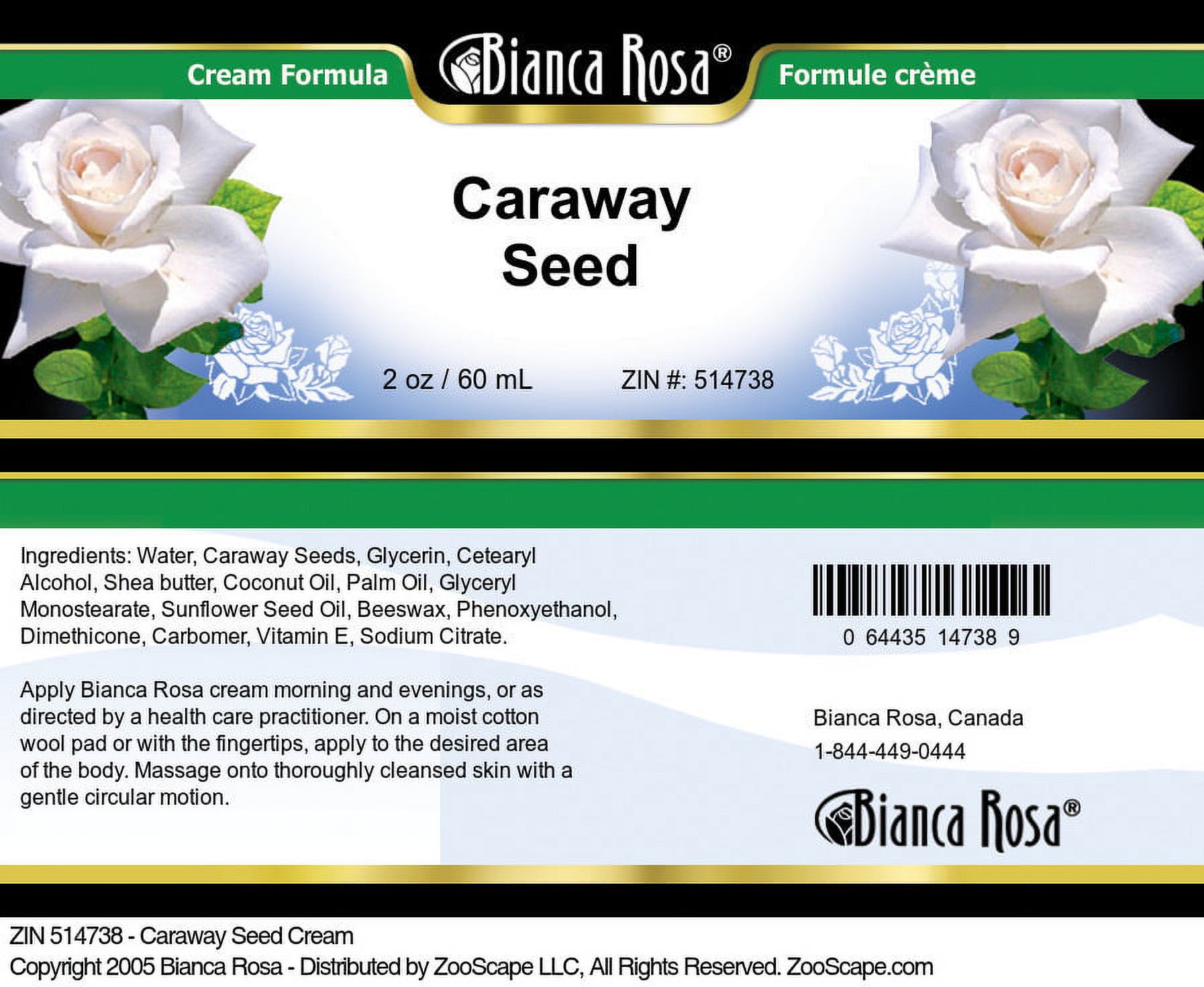 Bianca Rosa Caraway Seed Hand and Body Cream, (2 oz, 1-Pack, Zin: 514738)