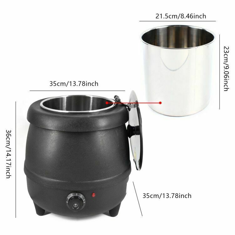 TOOL1SHOoo 10L Commercial Kitchen Restaurant Electric Food Soup Kettle Pot Warmer Black