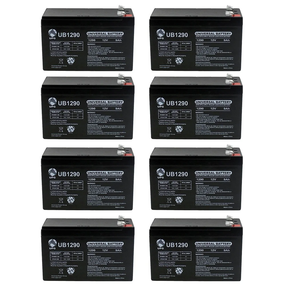 12V 9Ah SLA Battery Replacement for CATV Systems, Robotics, E-Bikes - 8 Pack