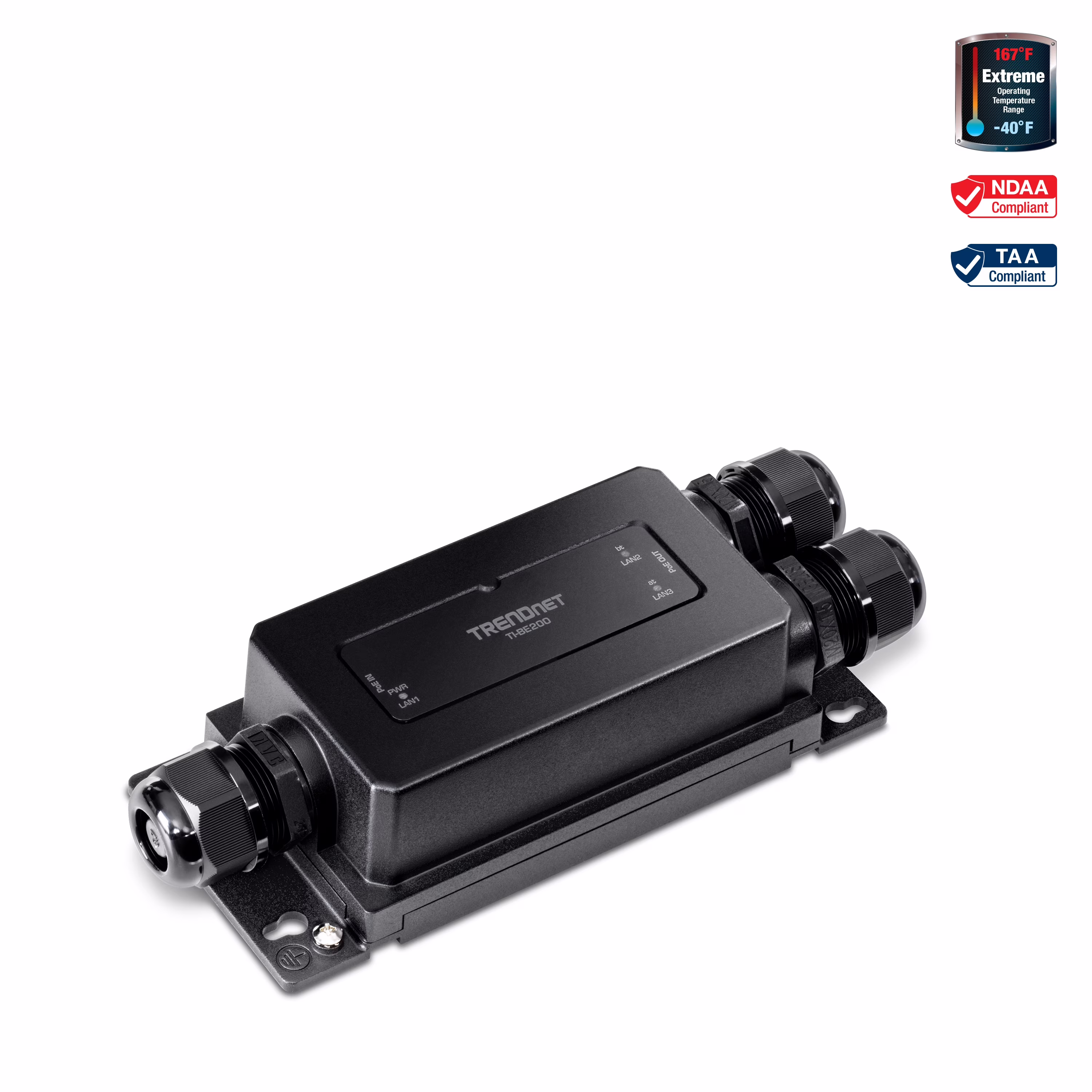 TRENDnet  TI-BE200, 2-Port Industrial Outdoor Gigabit PoE++ Extender